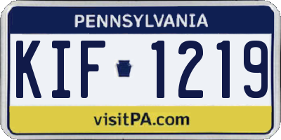 PA license plate KIF1219