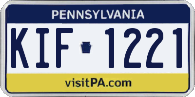 PA license plate KIF1221