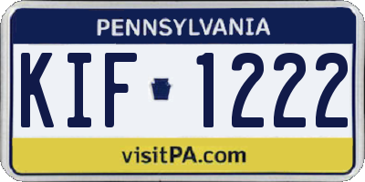 PA license plate KIF1222