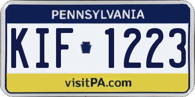 PA license plate KIF1223