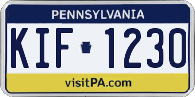 PA license plate KIF1230