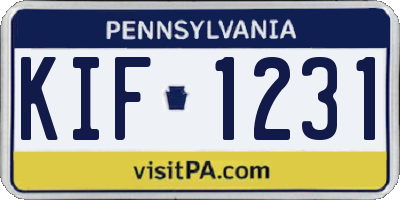 PA license plate KIF1231