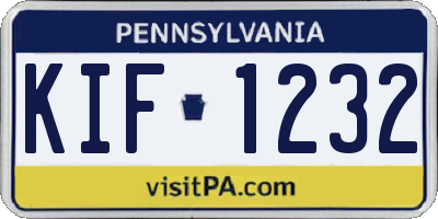PA license plate KIF1232