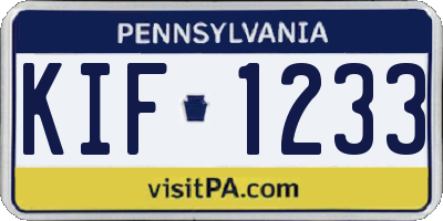 PA license plate KIF1233