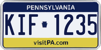 PA license plate KIF1235
