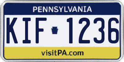 PA license plate KIF1236