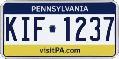 PA license plate KIF1237
