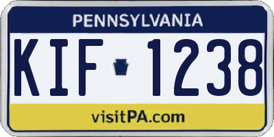 PA license plate KIF1238