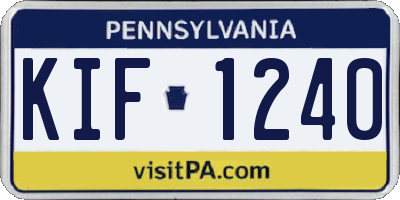 PA license plate KIF1240