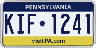 PA license plate KIF1241