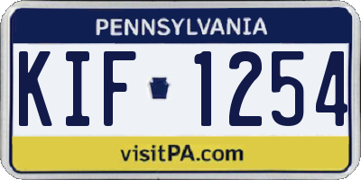 PA license plate KIF1254