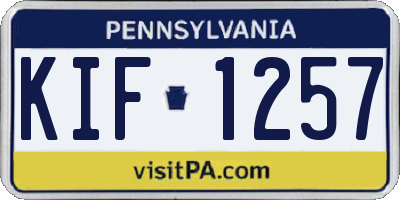 PA license plate KIF1257