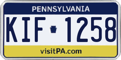 PA license plate KIF1258