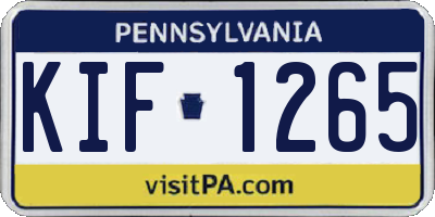 PA license plate KIF1265