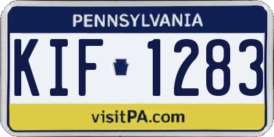 PA license plate KIF1283
