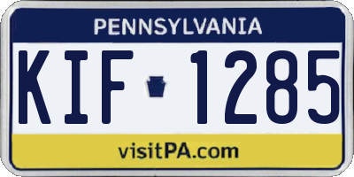 PA license plate KIF1285