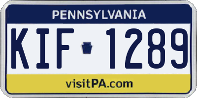 PA license plate KIF1289