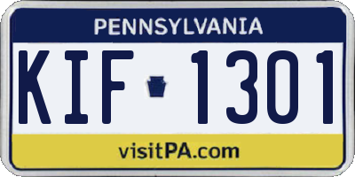 PA license plate KIF1301