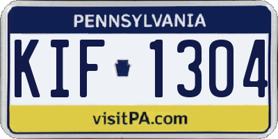 PA license plate KIF1304