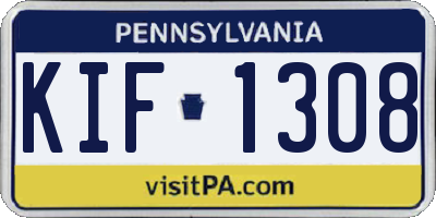 PA license plate KIF1308