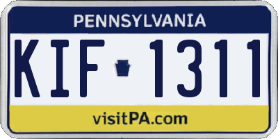 PA license plate KIF1311
