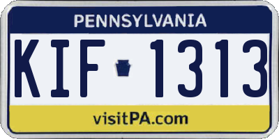 PA license plate KIF1313