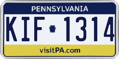 PA license plate KIF1314