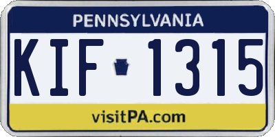 PA license plate KIF1315