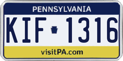 PA license plate KIF1316