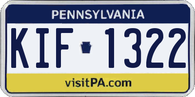 PA license plate KIF1322