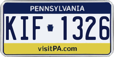 PA license plate KIF1326
