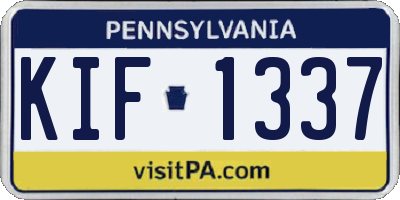 PA license plate KIF1337