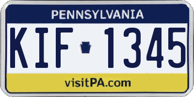 PA license plate KIF1345