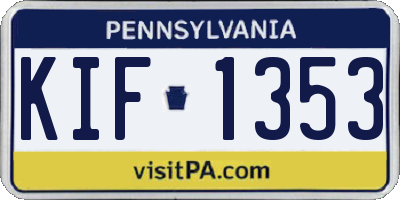 PA license plate KIF1353