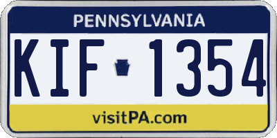 PA license plate KIF1354