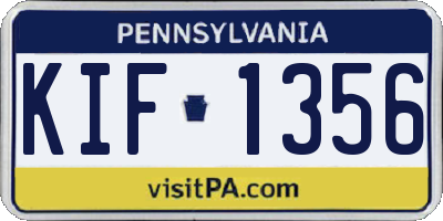 PA license plate KIF1356