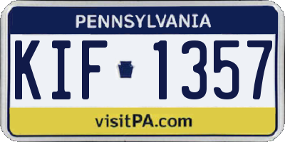 PA license plate KIF1357