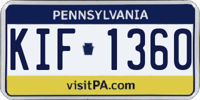 PA license plate KIF1360