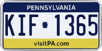 PA license plate KIF1365