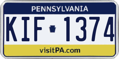 PA license plate KIF1374