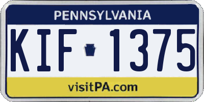 PA license plate KIF1375