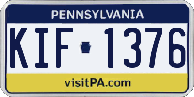 PA license plate KIF1376