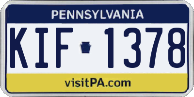 PA license plate KIF1378