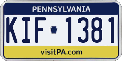 PA license plate KIF1381