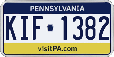 PA license plate KIF1382