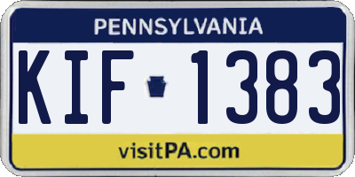 PA license plate KIF1383