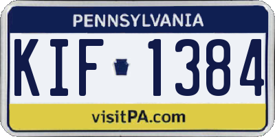 PA license plate KIF1384