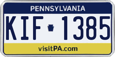 PA license plate KIF1385
