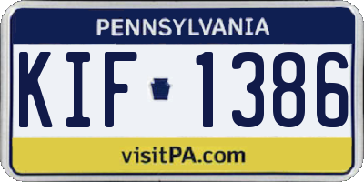 PA license plate KIF1386