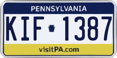 PA license plate KIF1387